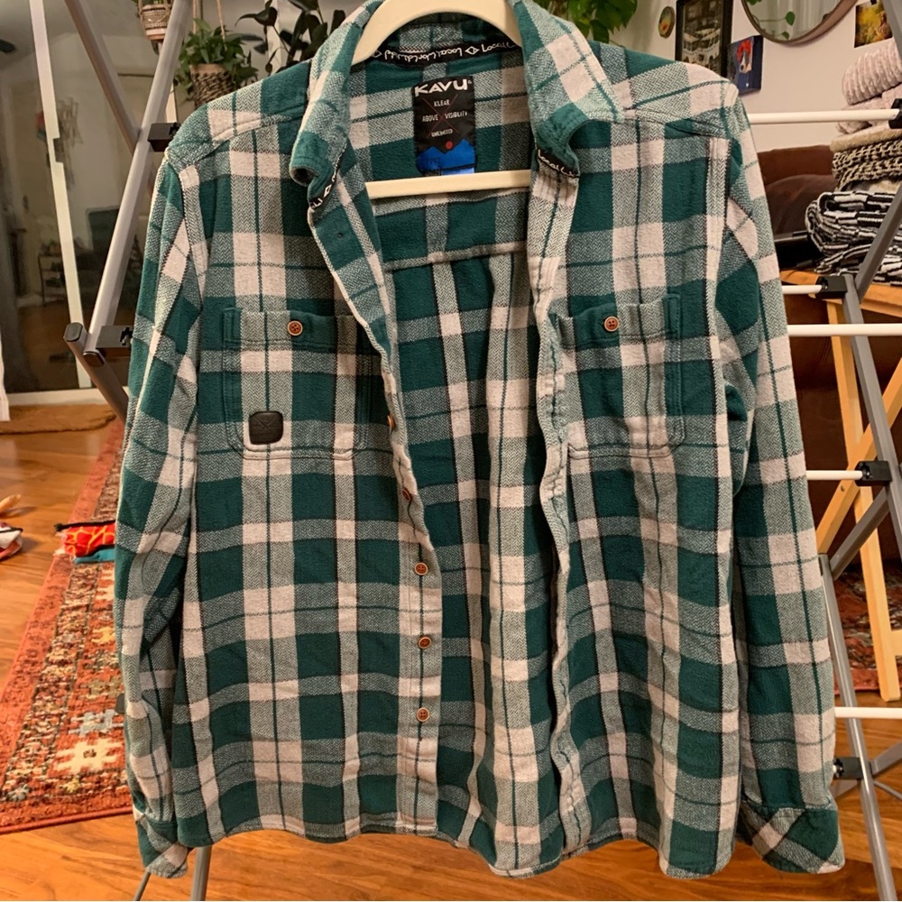 KAVU Plaid Button Down Shirt L
